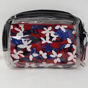 Peter Pilotto x Target Clear Red Floral Print Zip Cosmetic Make Up Bag Case